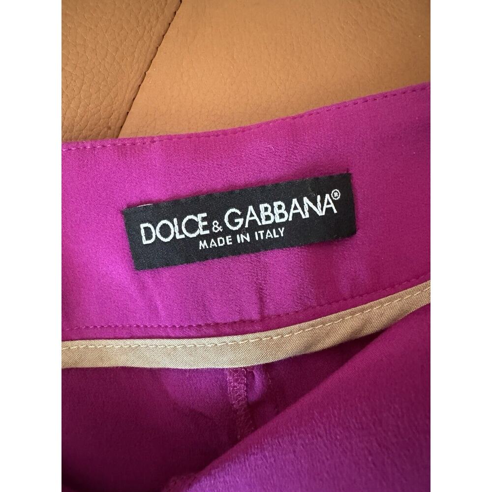 Dolce & Gabbana Purple Silk Beige Trim Logo Button Mid Rise Shorts Sz 42 / 6 - Picture 10 of 12
